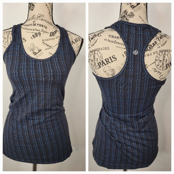 Lululemon Cool Racer Back Tank Top Sz 4 Ziggy Gem Blue Multicolor - Picture 1 of 6